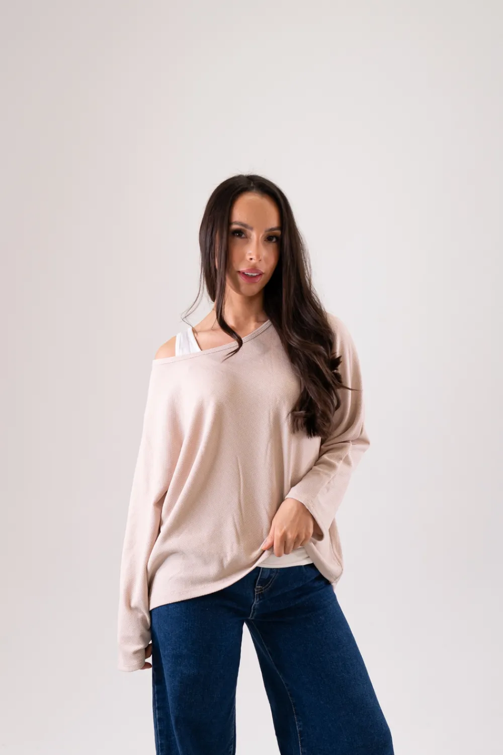 The Walk in Wardrobe Jumpers & Cardigans>Leah Layered Jumper In Neutral