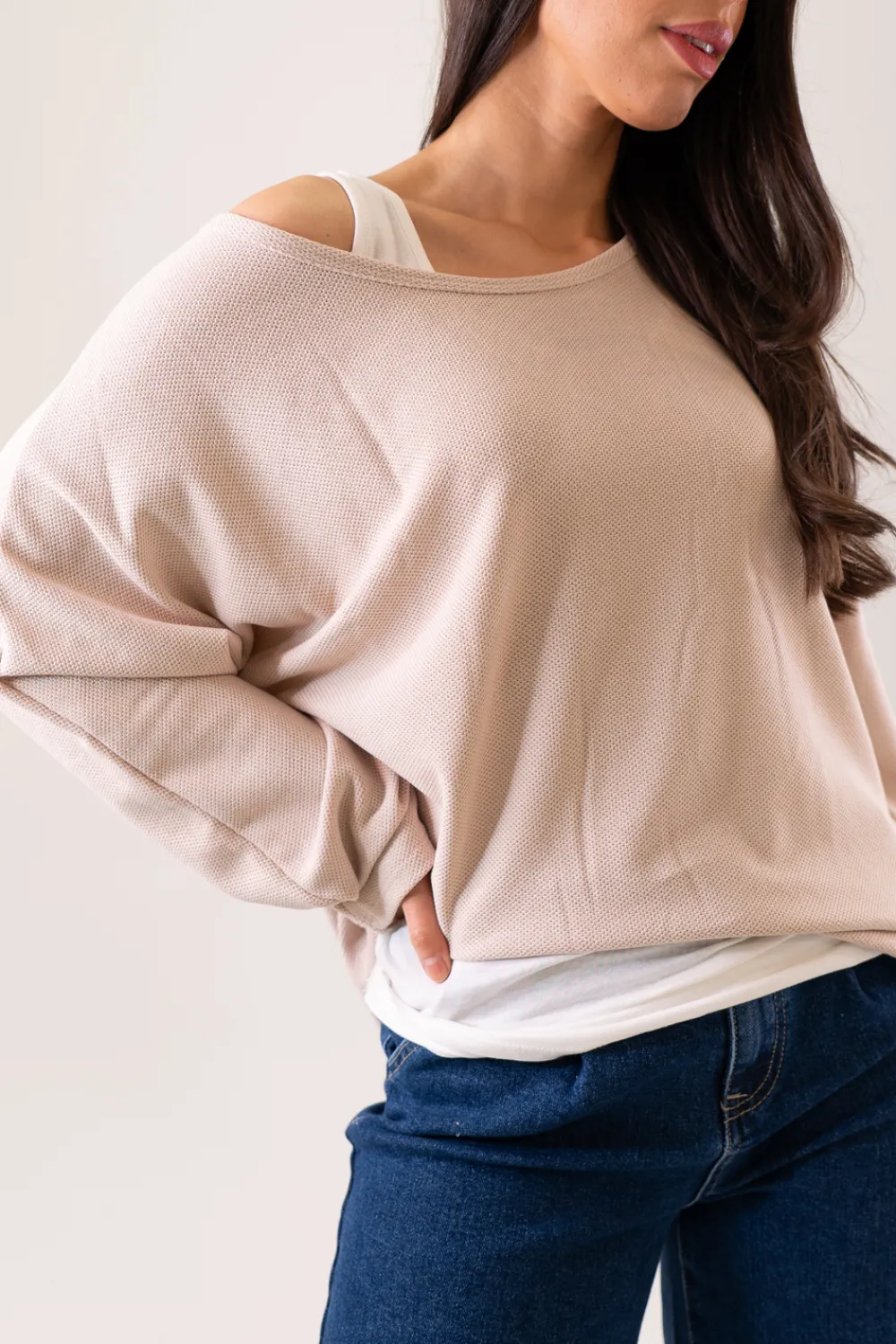 The Walk in Wardrobe Jumpers & Cardigans>Leah Layered Jumper In Neutral