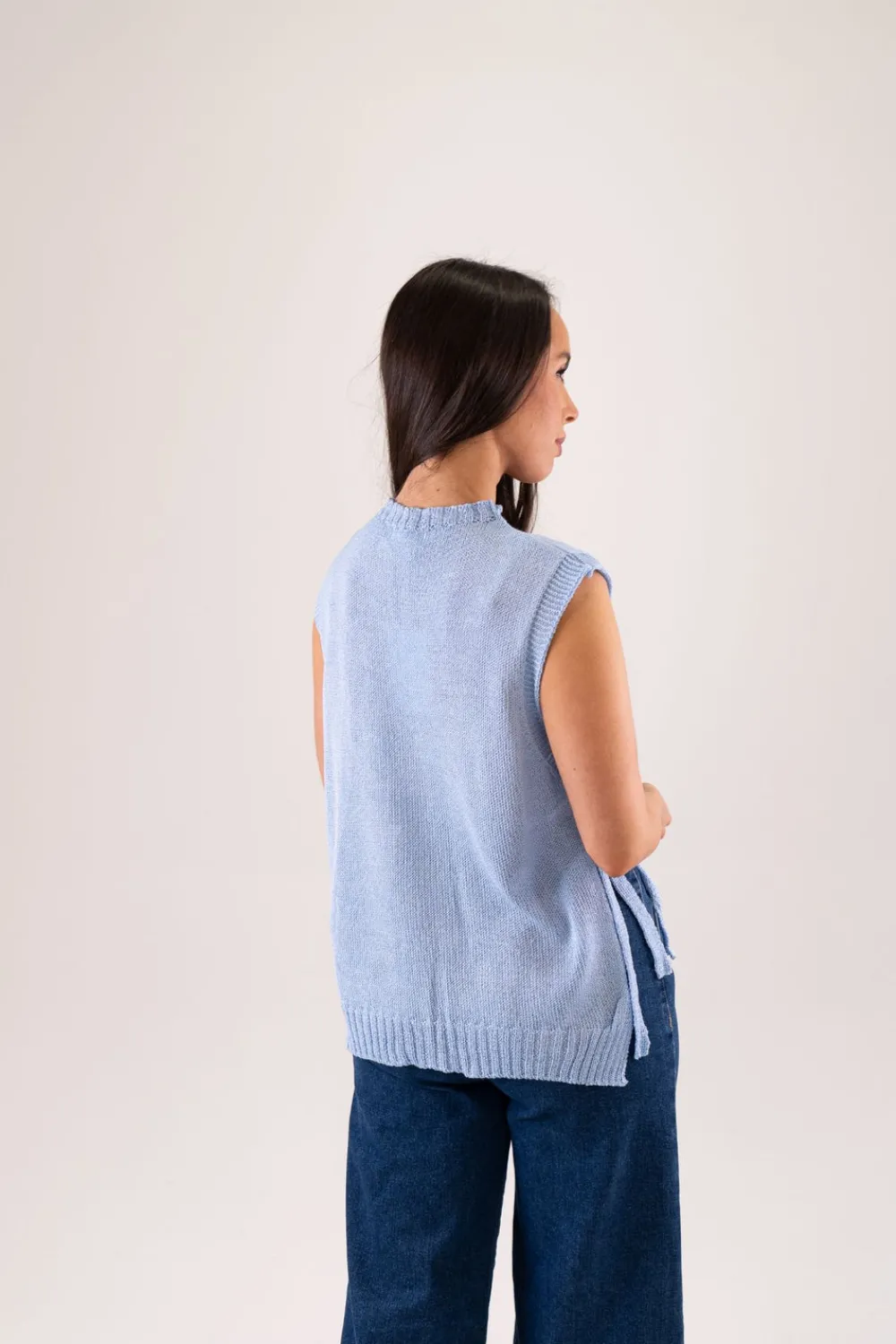 The Walk in Wardrobe Tops|Knitwear>Leah Tie Detail Knit In Blue