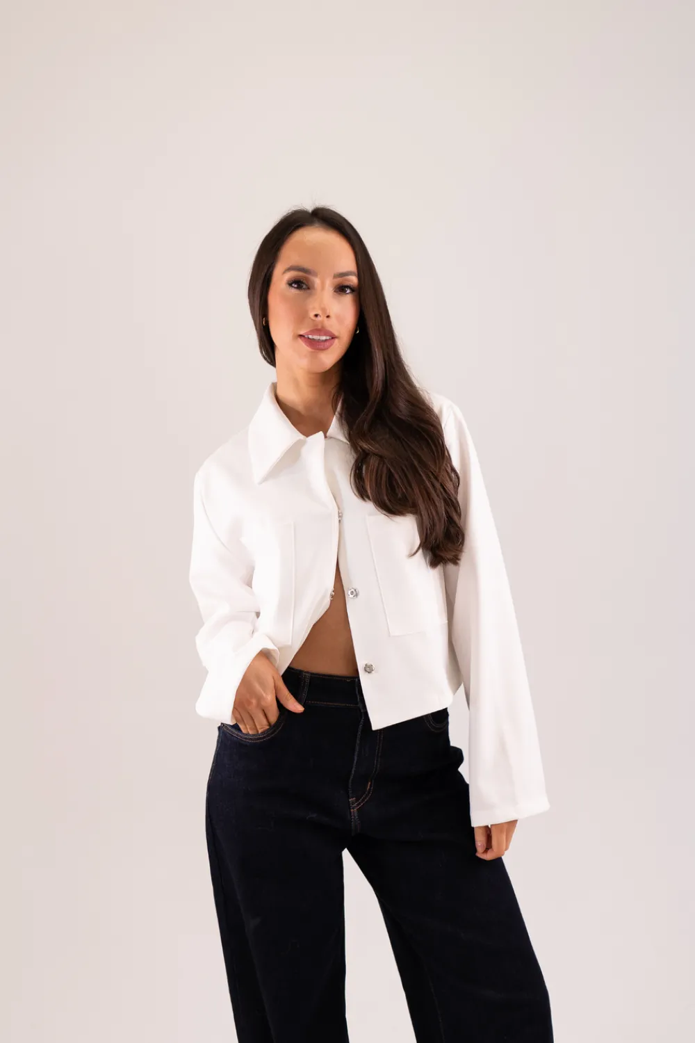 The Walk in Wardrobe Coats & Jackets>Lila Crop Jacket In White