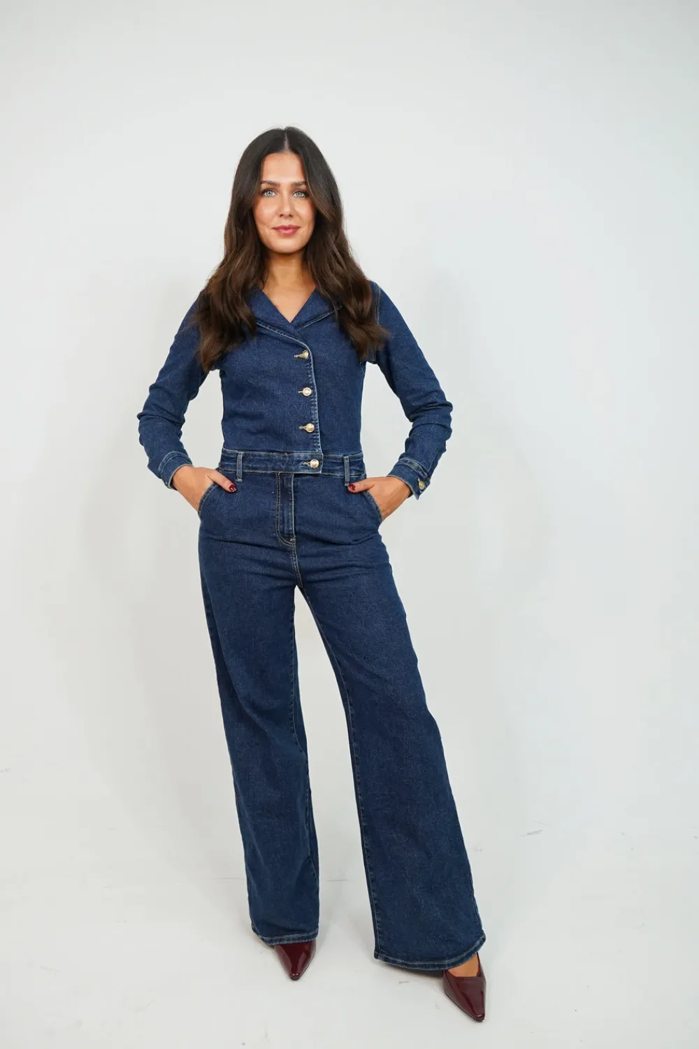 The Walk in Wardrobe Jumpsuits & Playsuits>Love Laura Denim Jumpsuit In Dark Wash