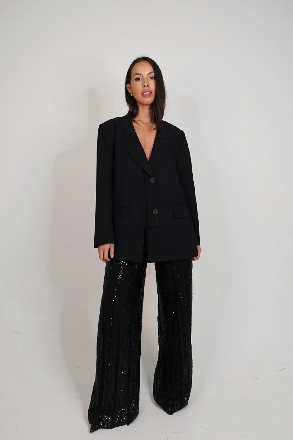 The Walk in Wardrobe Trousers>Love Laura Sequin Trouser In Black