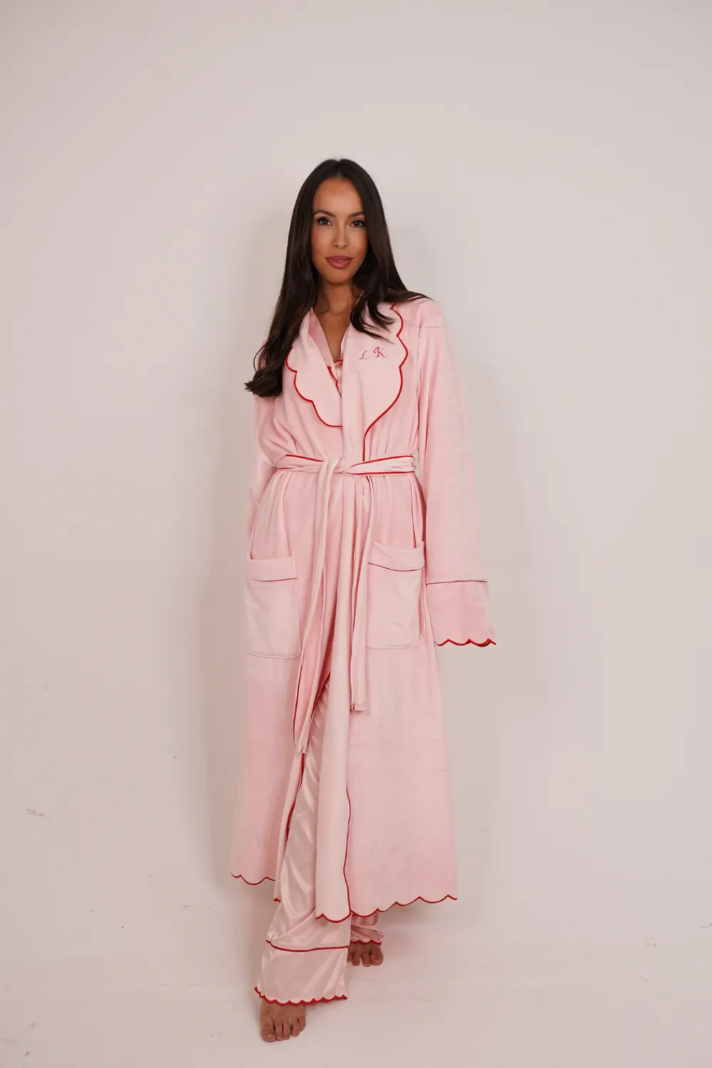 The Walk in Wardrobe Sleepwear>Love Laura Trim Robe In Pink