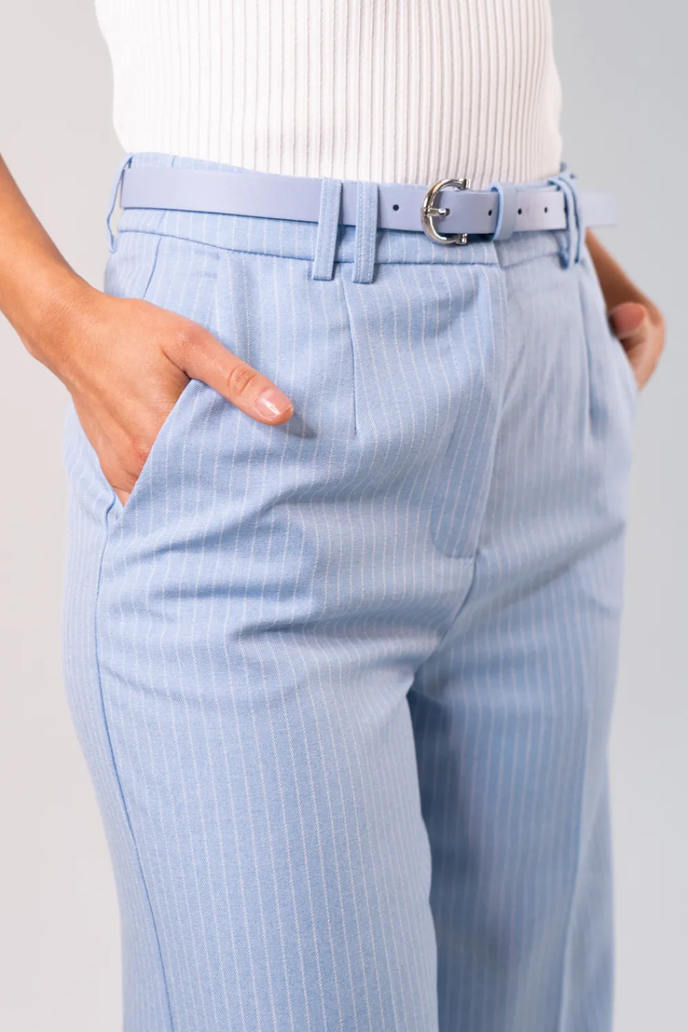 The Walk in Wardrobe Trousers>Maria Belted Trousers In Blue