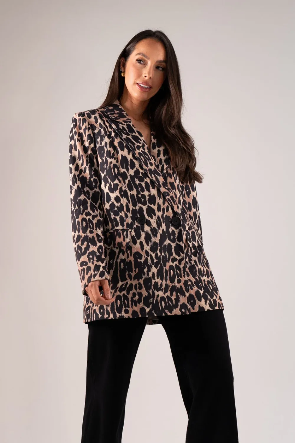 The Walk in Wardrobe Blazers>Maria Leopard Print Blazer In Tan