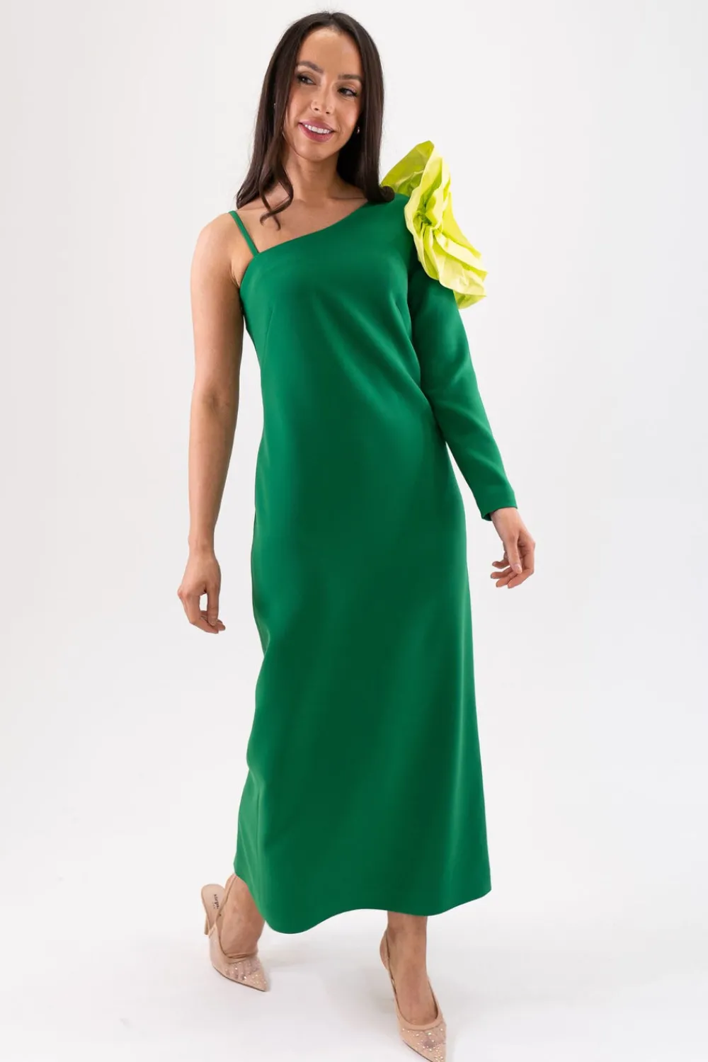 The Walk in Wardrobe Midi Dresses>Marissa Corsage Dress In Green