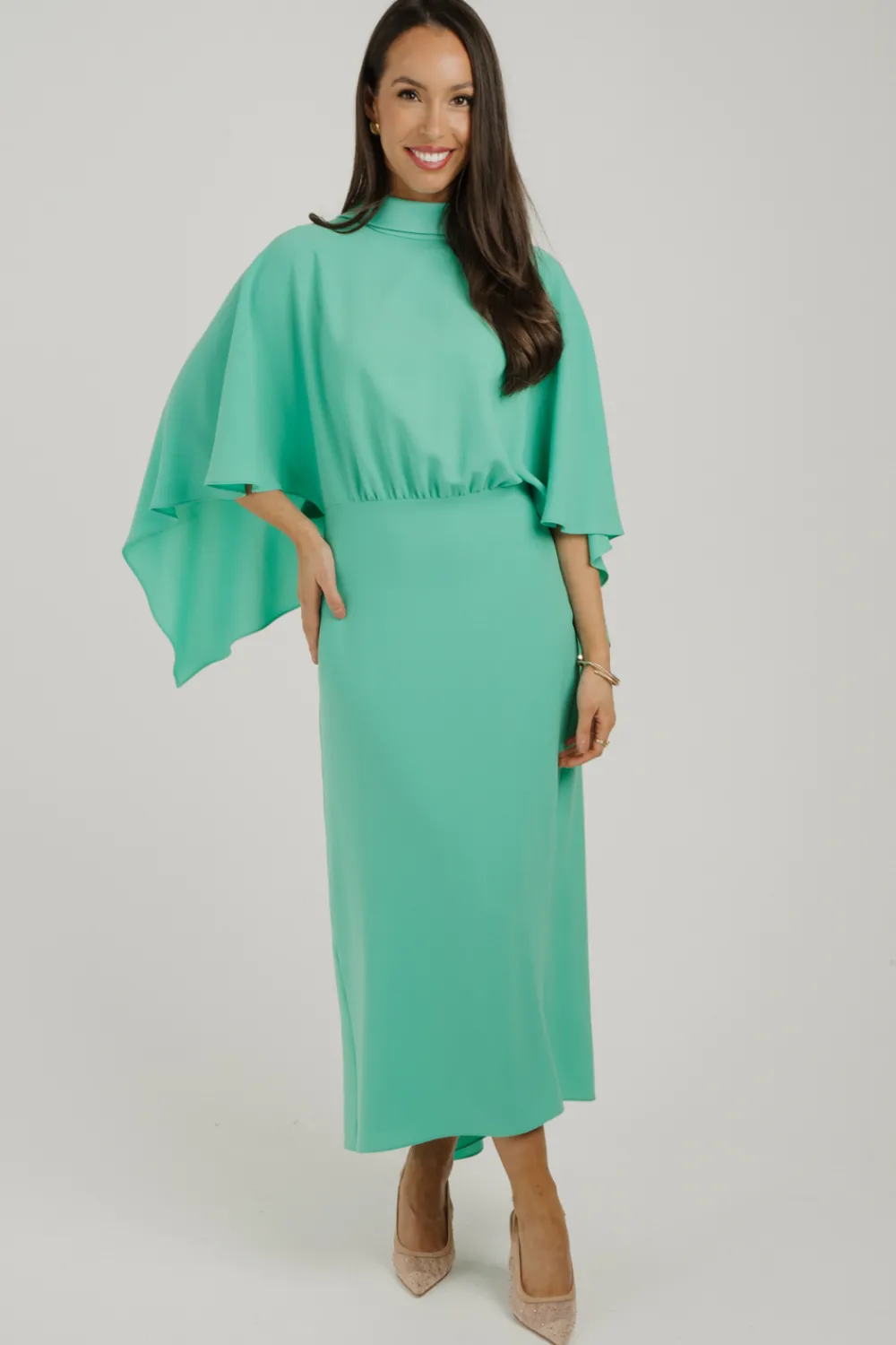 The Walk in Wardrobe Midi Dresses>Marissa Flutter Sleeve Dress In Mint