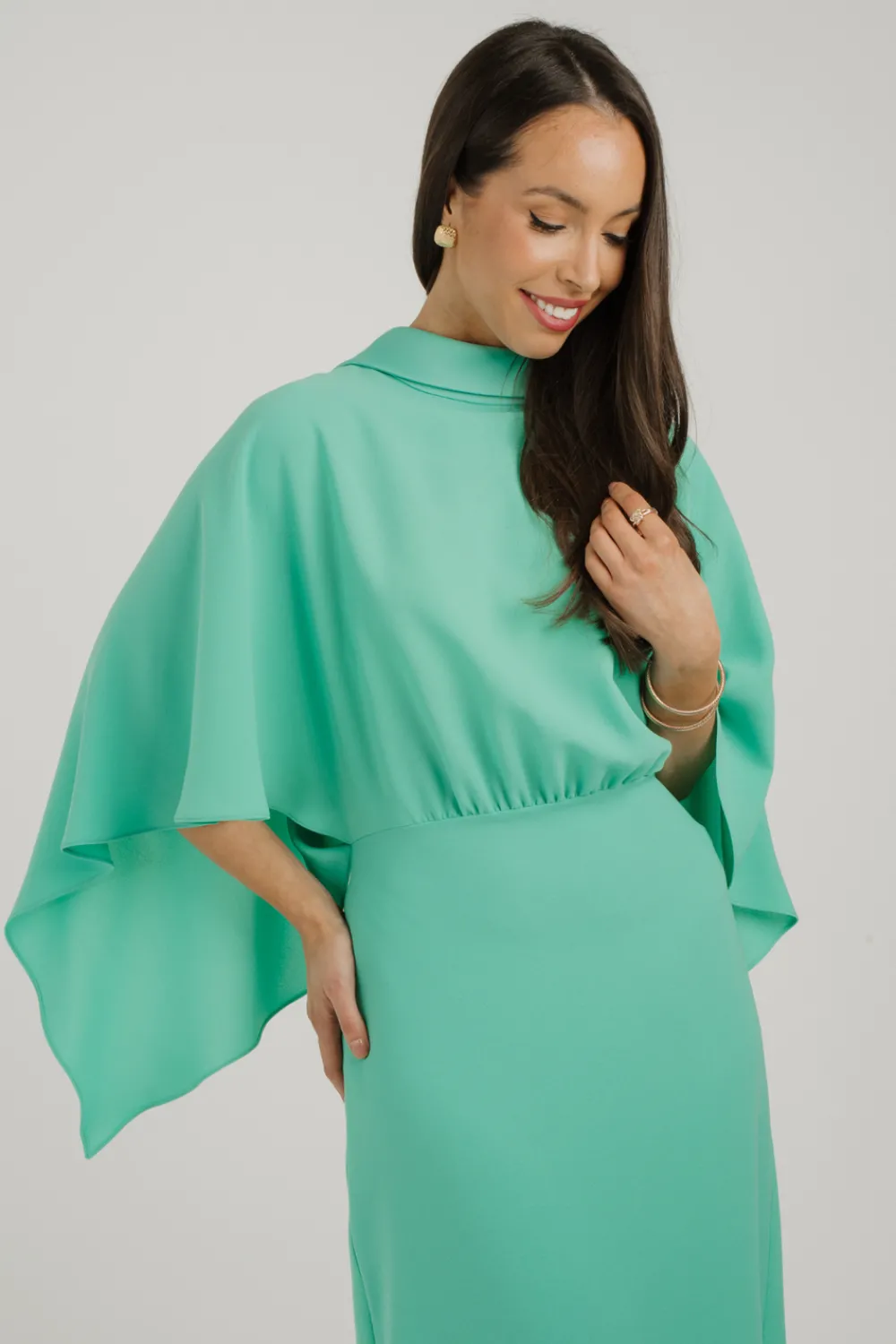 The Walk in Wardrobe Midi Dresses>Marissa Flutter Sleeve Dress In Mint