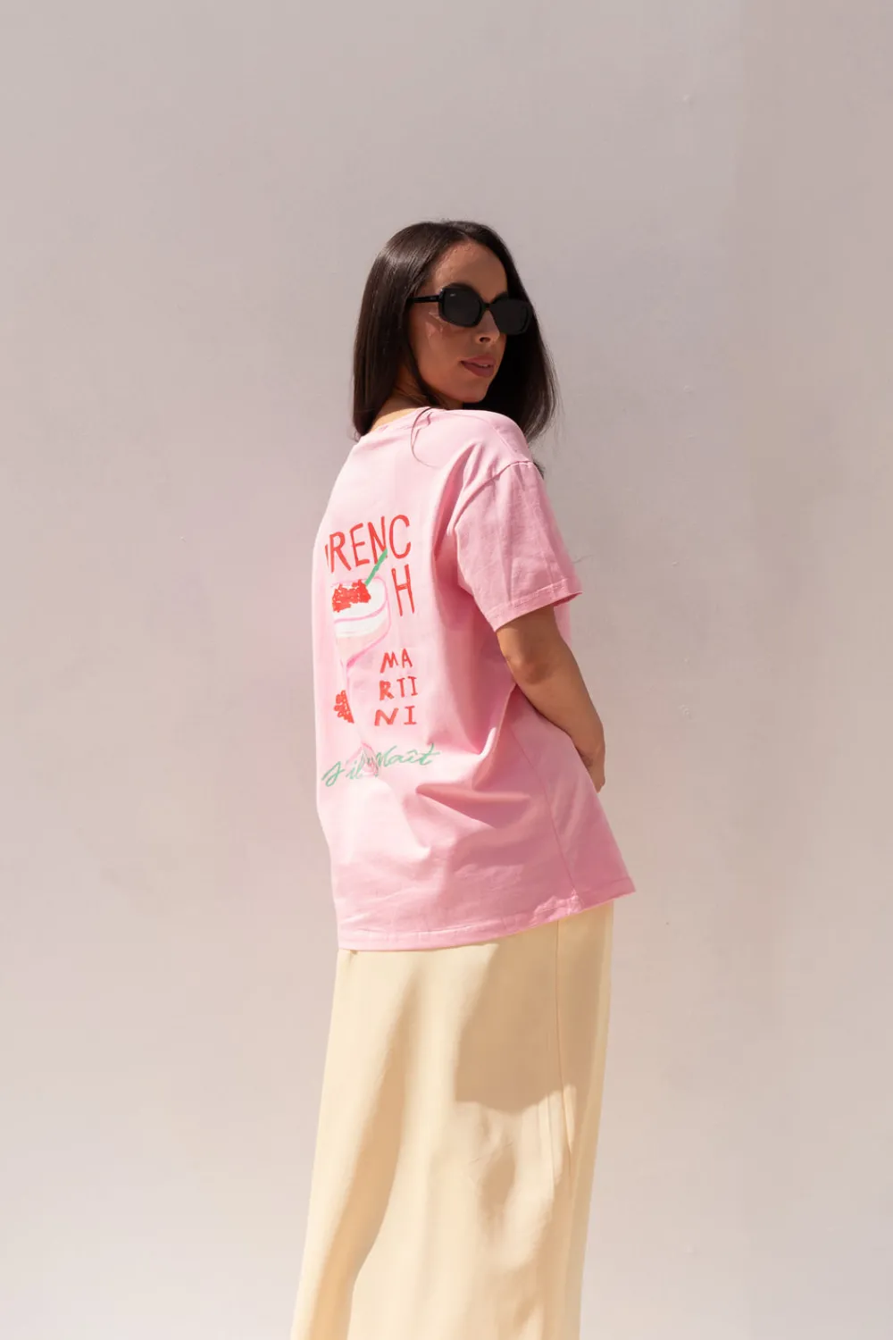 The Walk in Wardrobe T-Shirts|Tops>Melanie French Martini T-Shirt In Pink