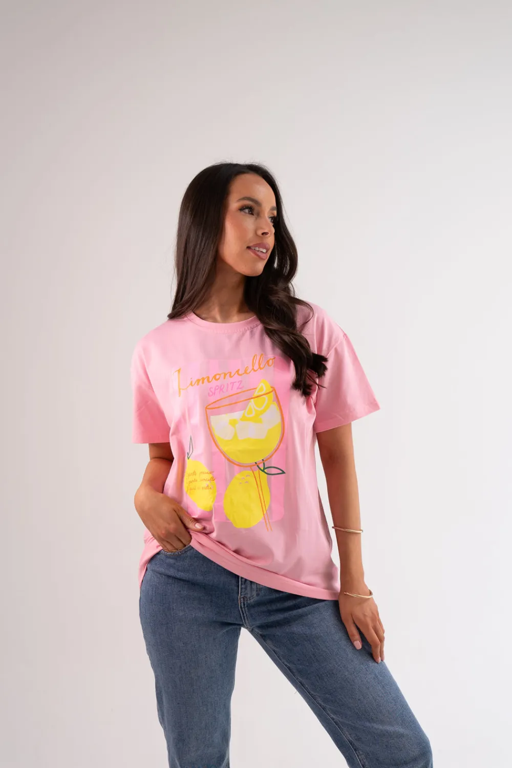 The Walk in Wardrobe T-Shirts|Tops>Melanie Limoncello Spritz T-Shirt In Pink