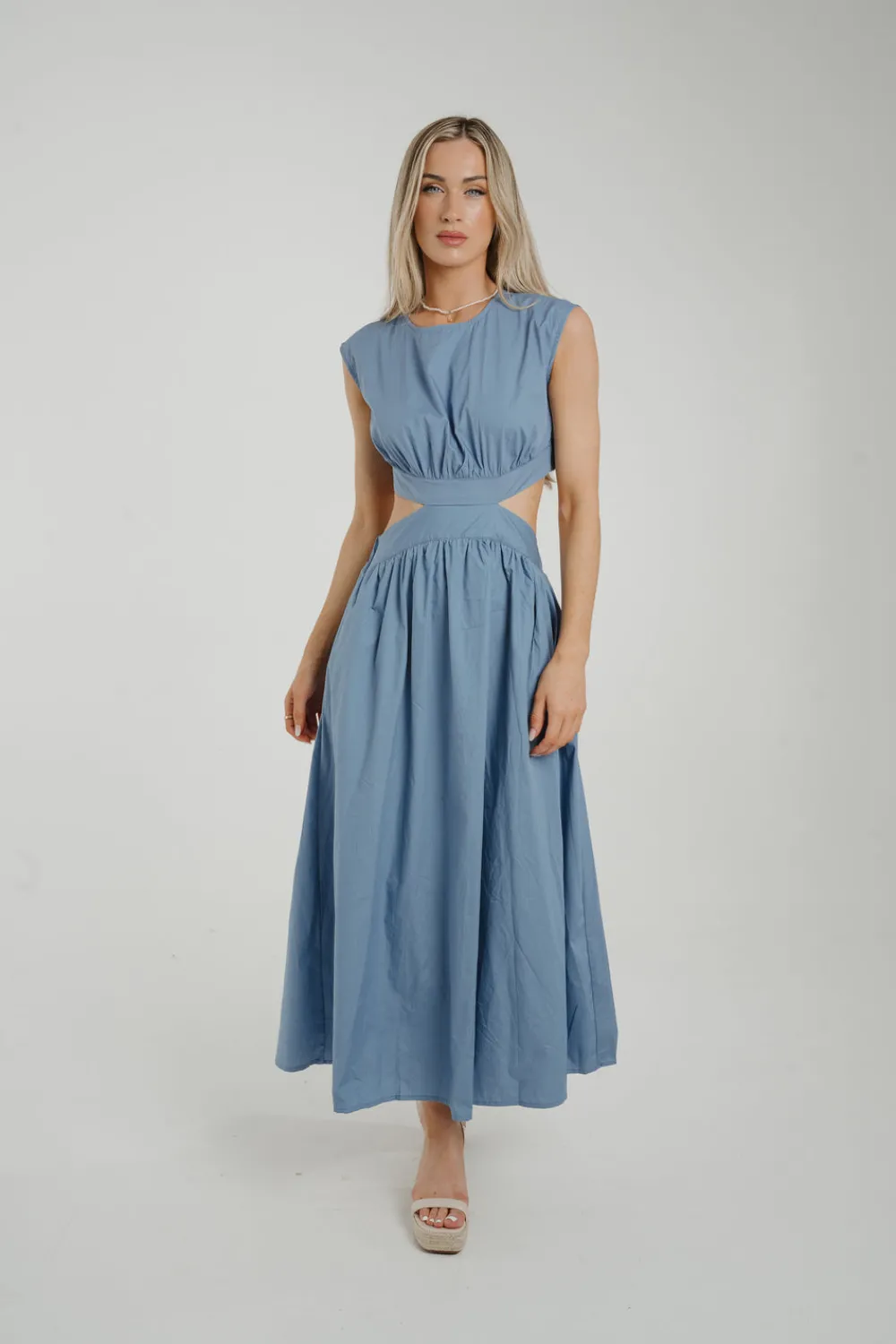 The Walk in Wardrobe Midi Dresses>Millie Cut Out Detail Dress In Blue