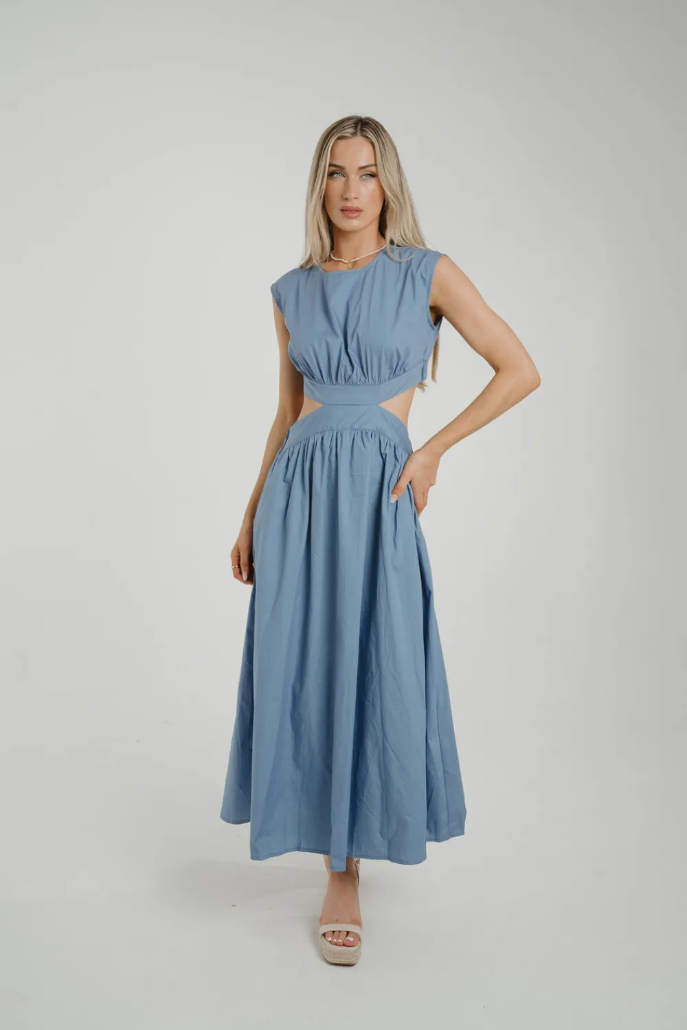 The Walk in Wardrobe Midi Dresses>Millie Cut Out Detail Dress In Blue