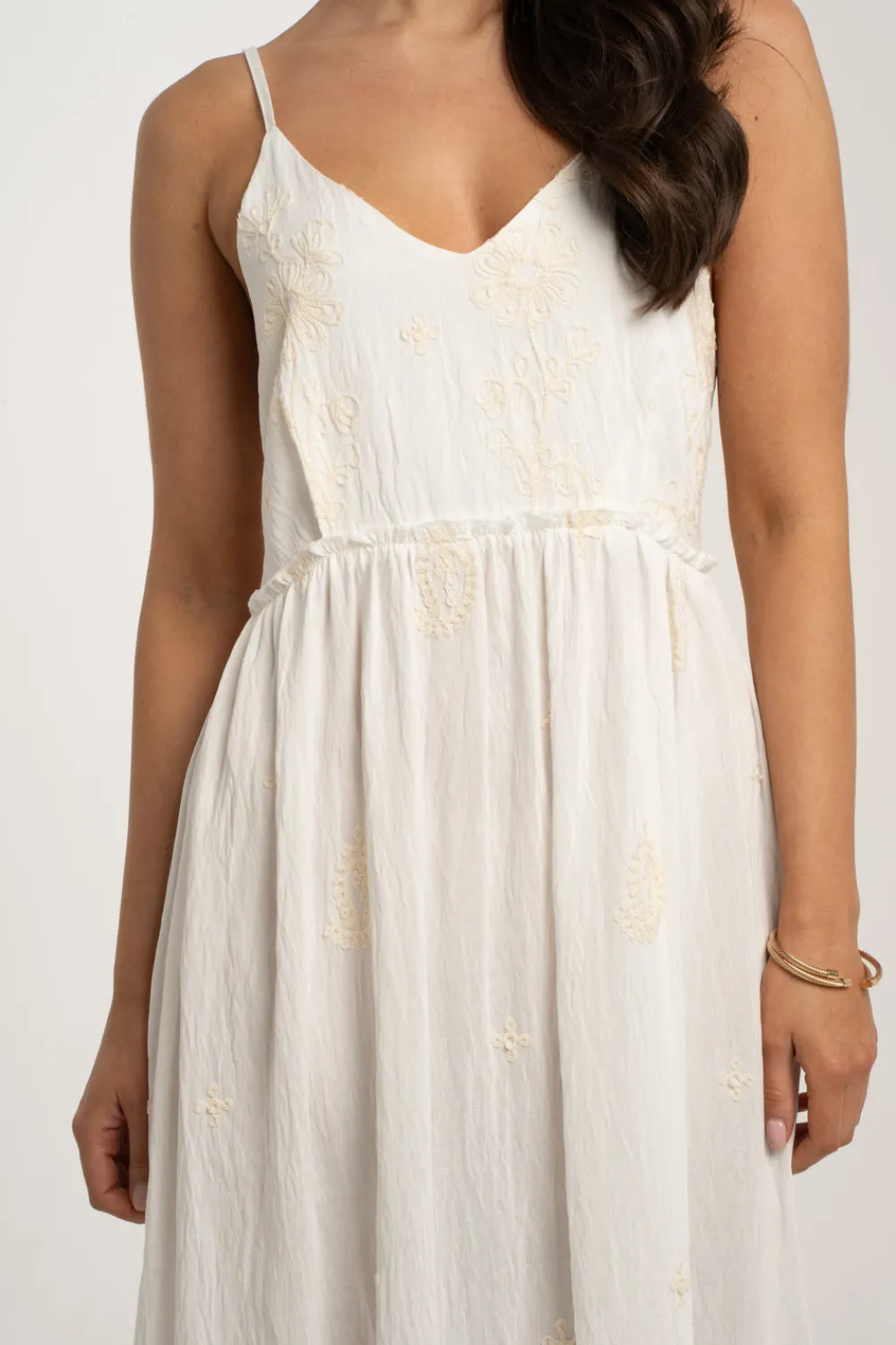 The Walk in Wardrobe Maxi Dresses>Millie Embroidered Maxi Dress In White