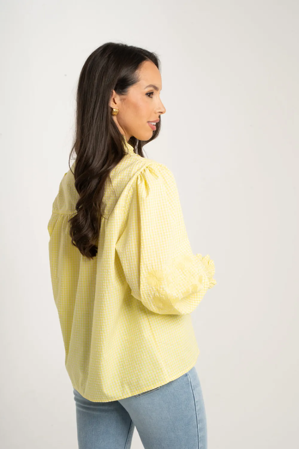 The Walk in Wardrobe Shirts>Millie Embroidered Stripe Shirt In Yellow