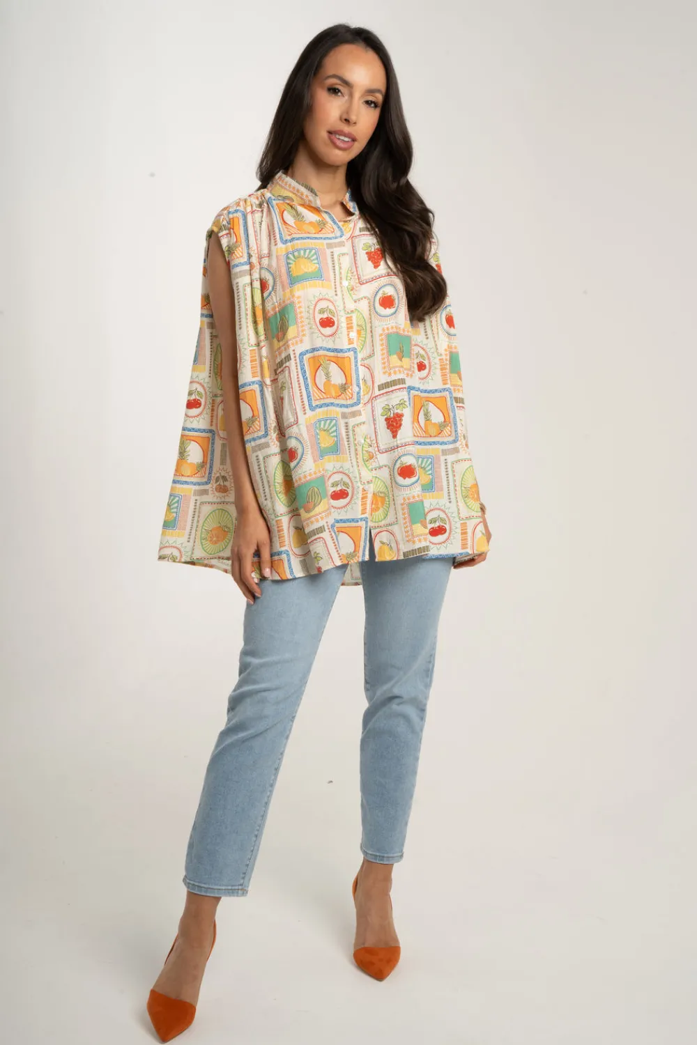 The Walk in Wardrobe Shirts>Millie Fruit Print Shirt In Multi