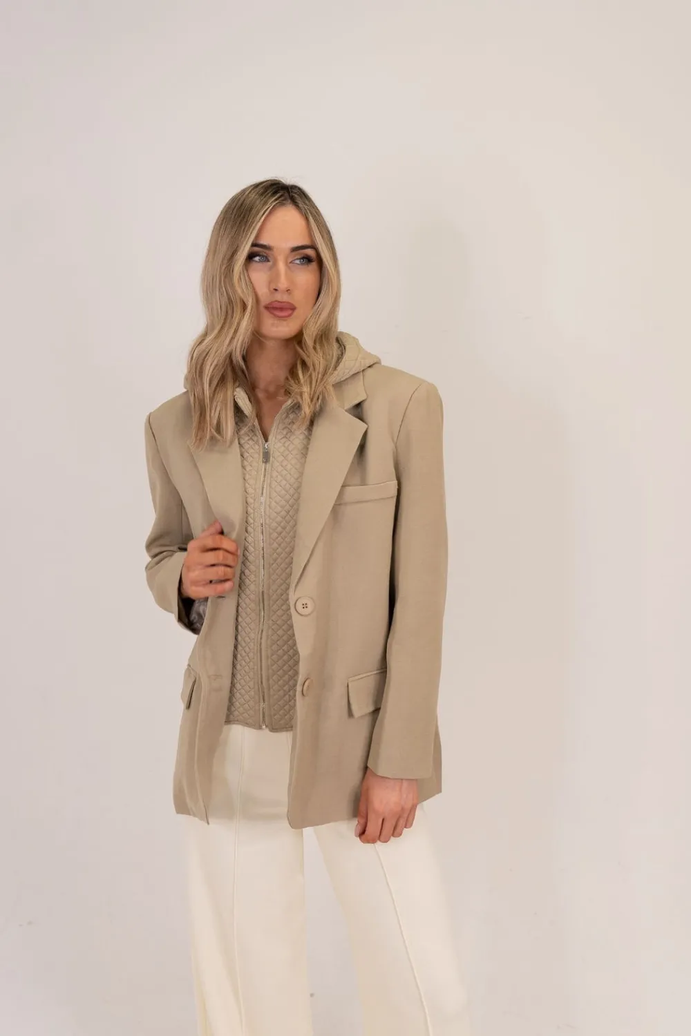 The Walk in Wardrobe Blazers>Millie Layered Blazer In Neutral