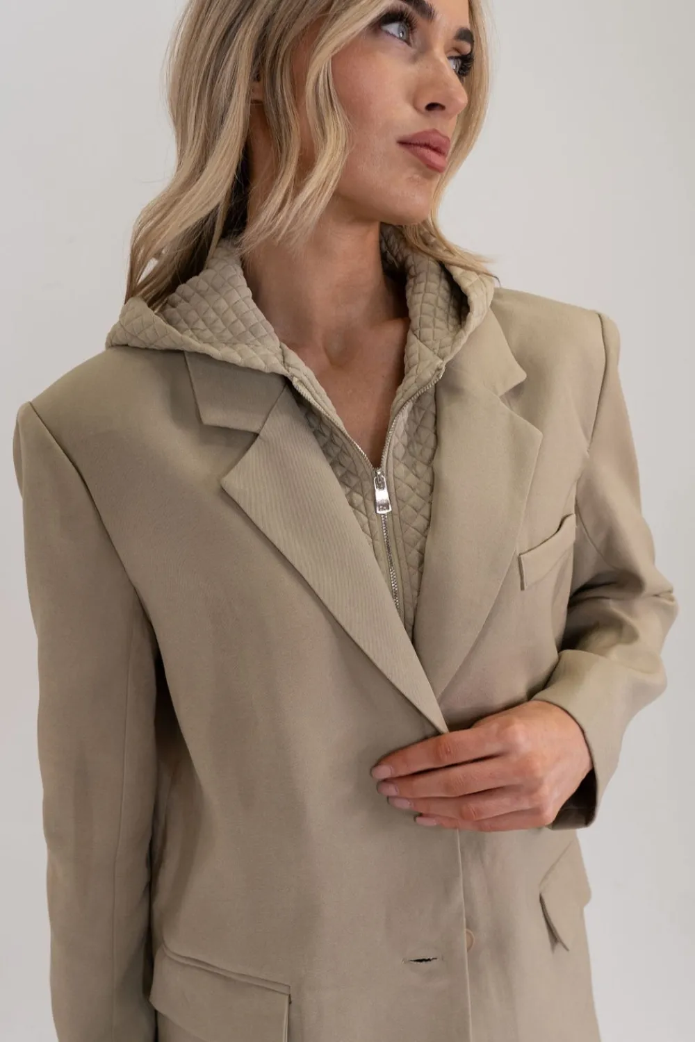 The Walk in Wardrobe Blazers>Millie Layered Blazer In Neutral