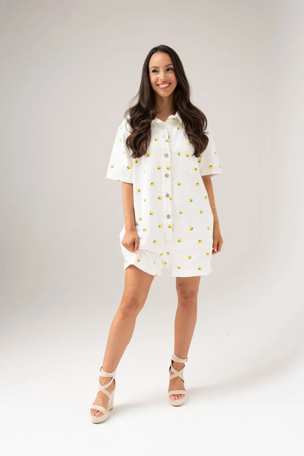 The Walk in Wardrobe Jumpsuits & Playsuits>Millie Lemon Detail Playsuit In White