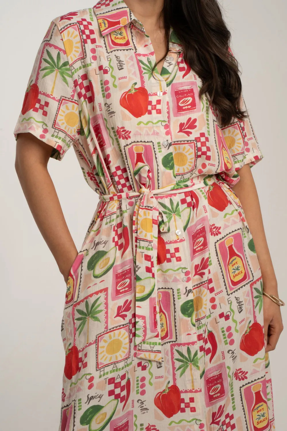 The Walk in Wardrobe Midi Dresses>Millie Multi Print Dress In Pink Mix