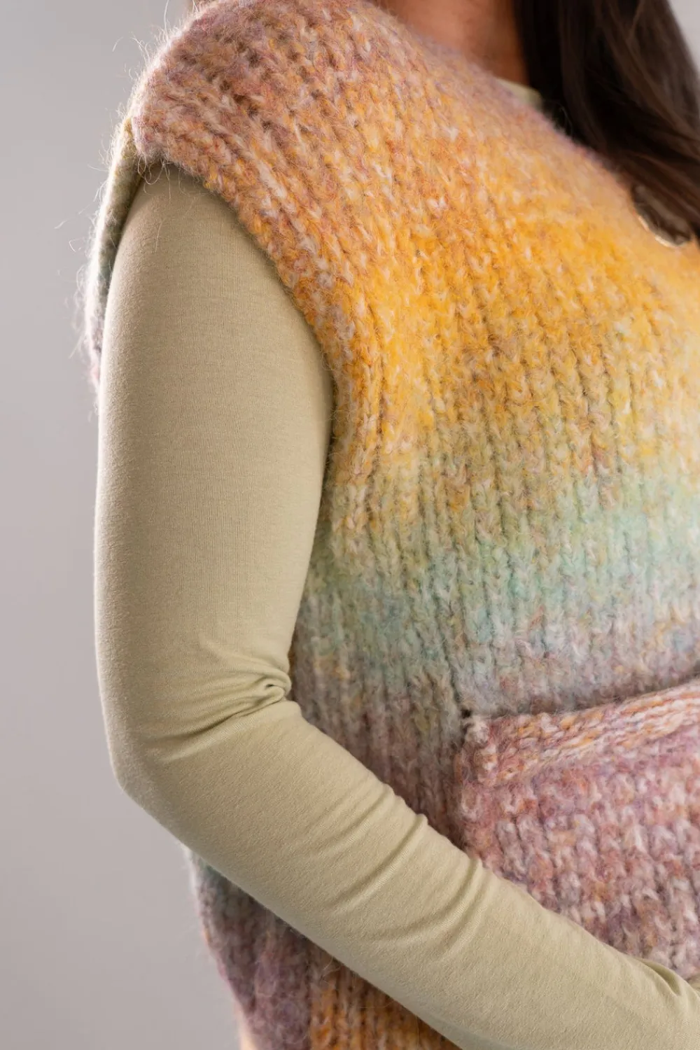 The Walk in Wardrobe Knitwear|Jumpers & Cardigans>Millie Sleeveless Ribbed Cardigan In Multi