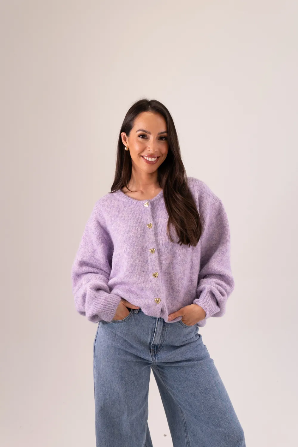 The Walk in Wardrobe Knitwear|Jumpers & Cardigans>Millie Textured Cardigan In Lilac