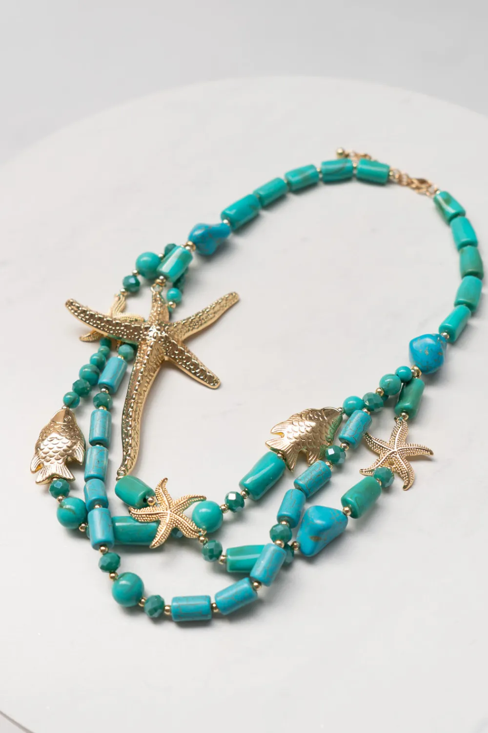 The Walk in Wardrobe Jewellery>Olive Beaded Starfish Necklace In Red