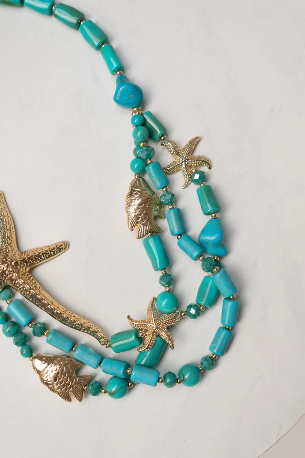 The Walk in Wardrobe Jewellery>Olive Beaded Starfish Necklace In Red