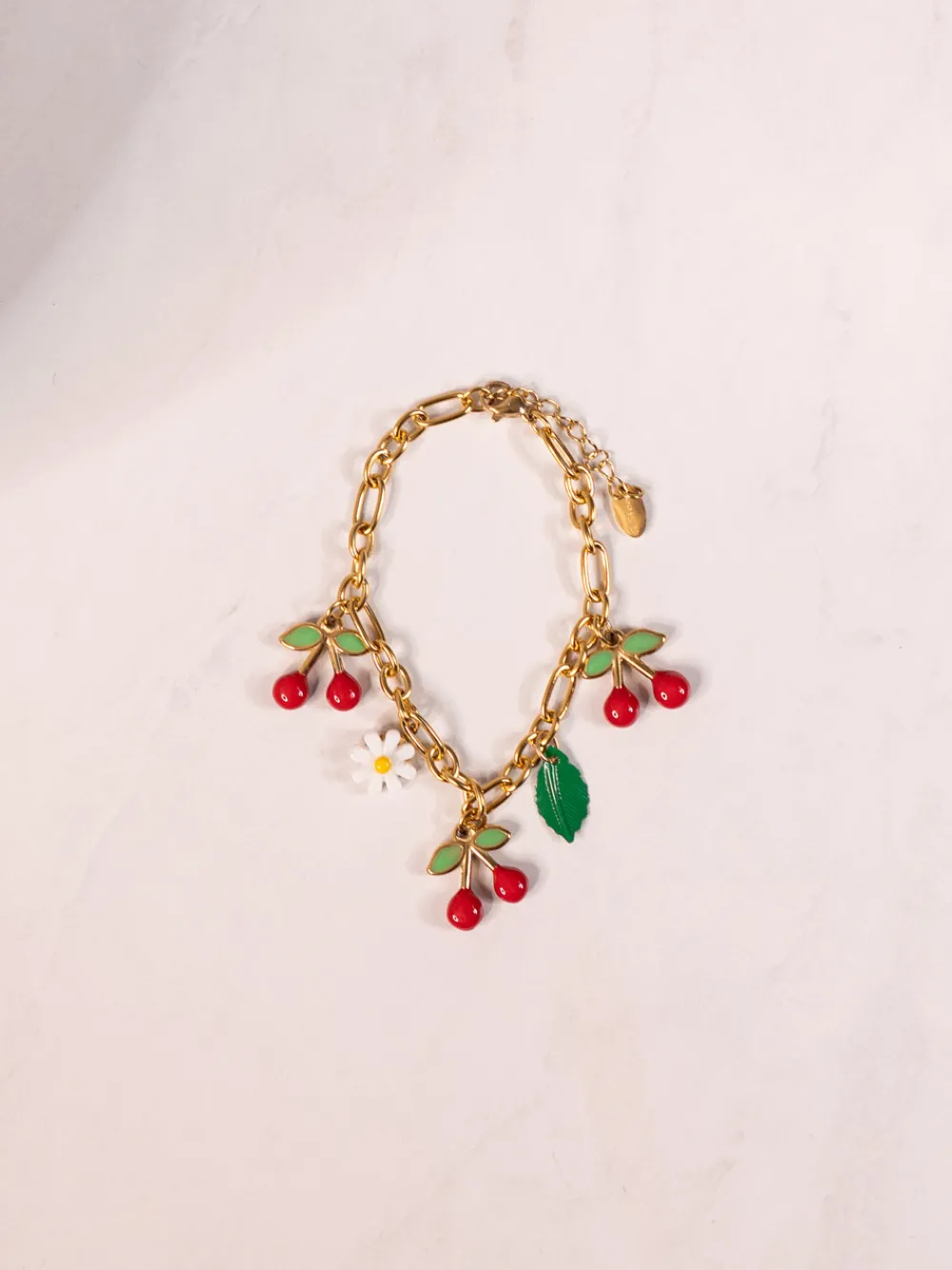 The Walk in Wardrobe Jewellery>Olive Cherry Charm Bracelet In Gold