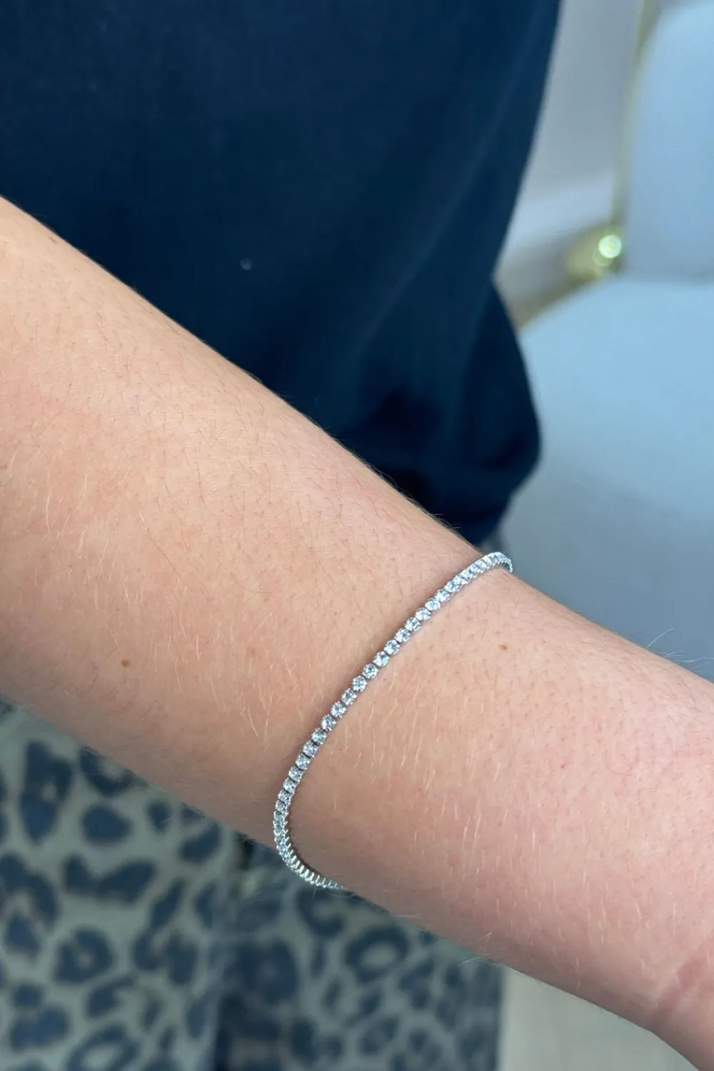 The Walk in Wardrobe Jewellery>Olive Fine Diamanté Bracelet In Silver