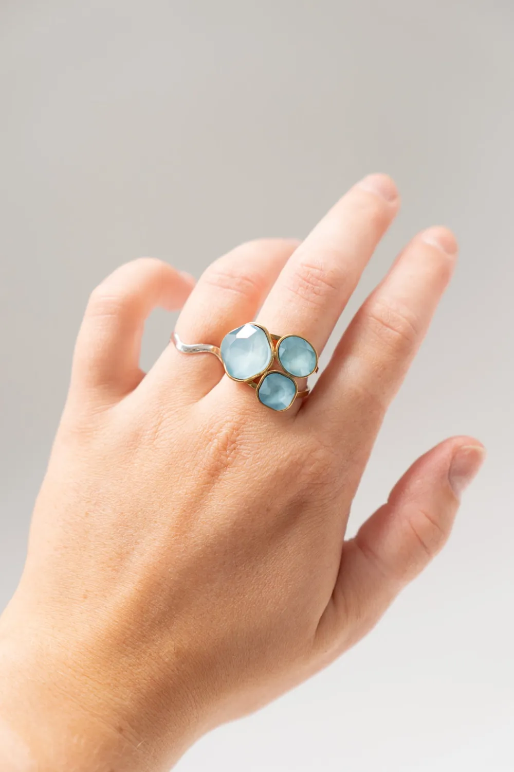 The Walk in Wardrobe Jewellery>Olive Gemstone Ring In Turquoise