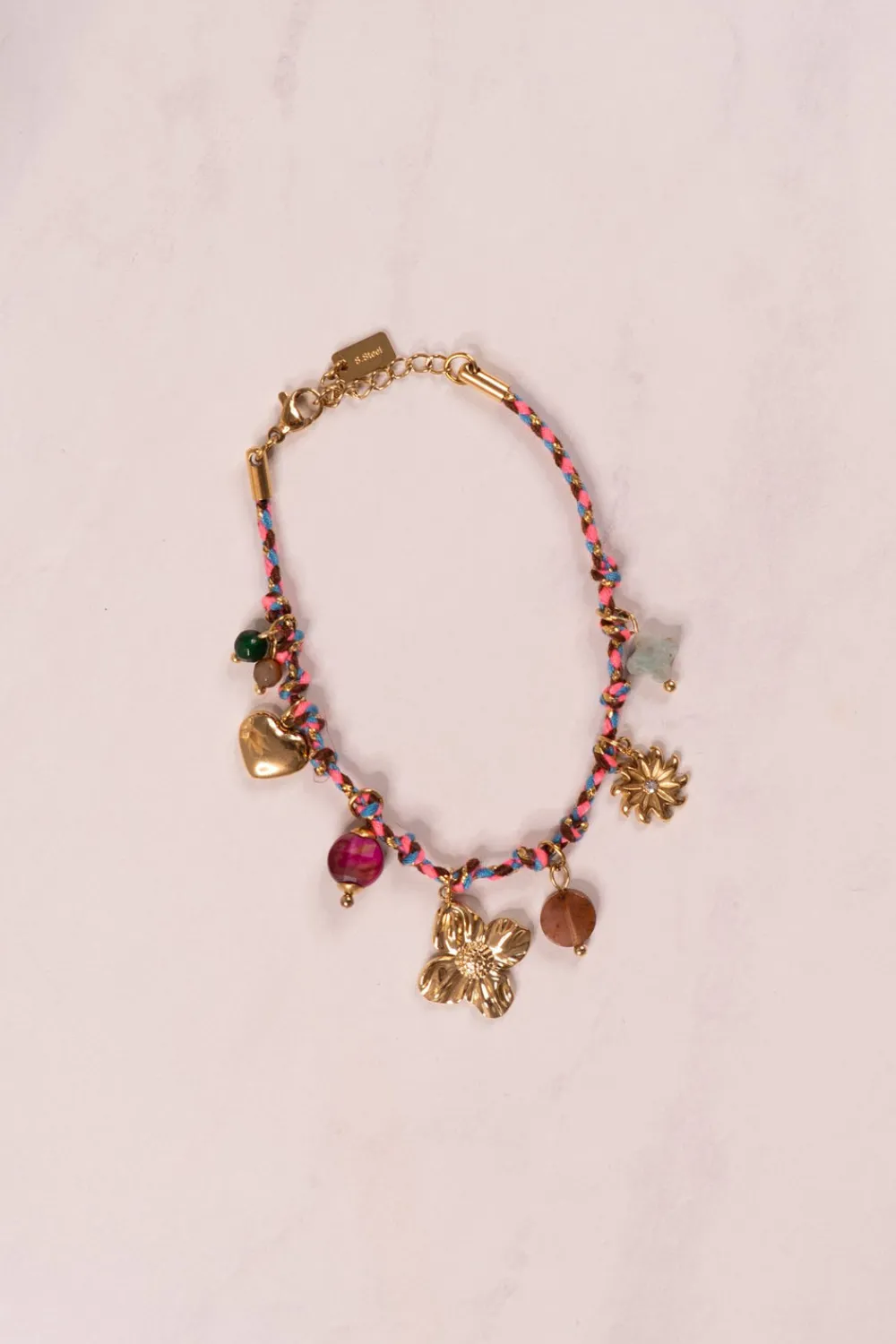 The Walk in Wardrobe Jewellery>Olive Rope Charm Bracelet In Multi