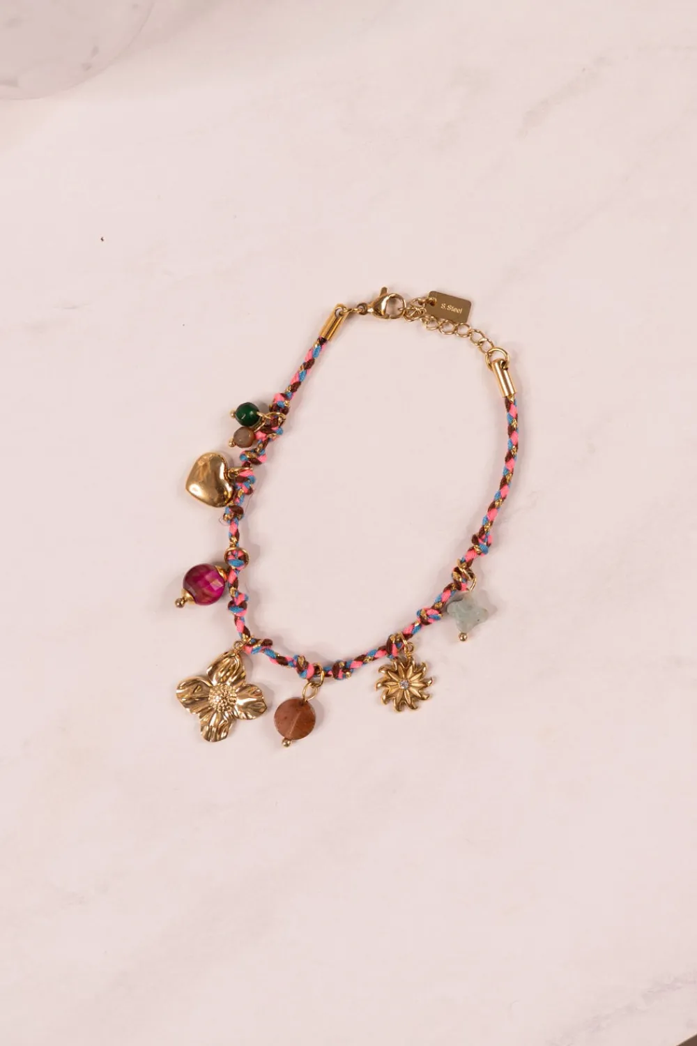 The Walk in Wardrobe Jewellery>Olive Rope Charm Bracelet In Multi