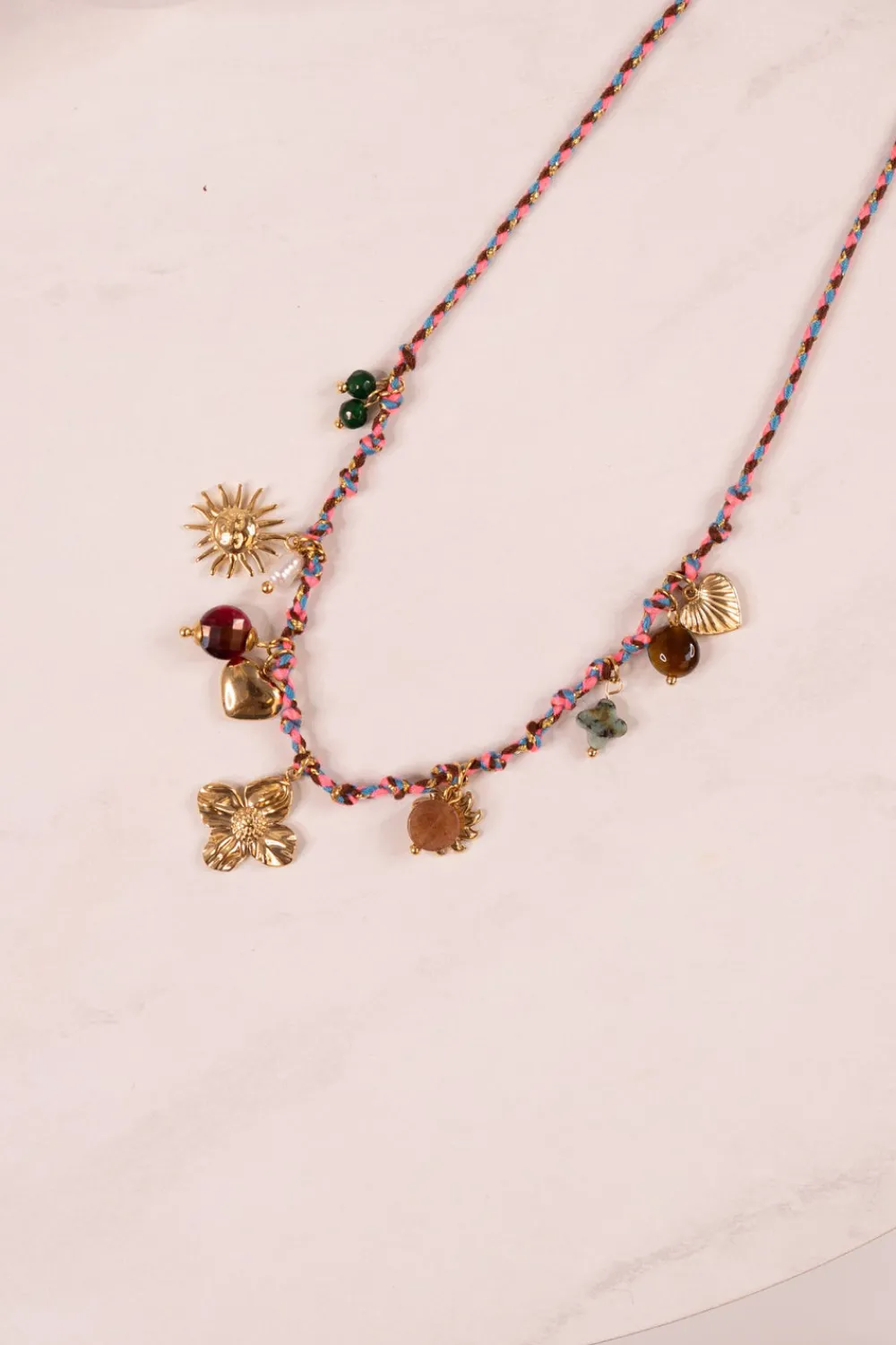 The Walk in Wardrobe Jewellery>Olive Rope Charm Necklace In Multi