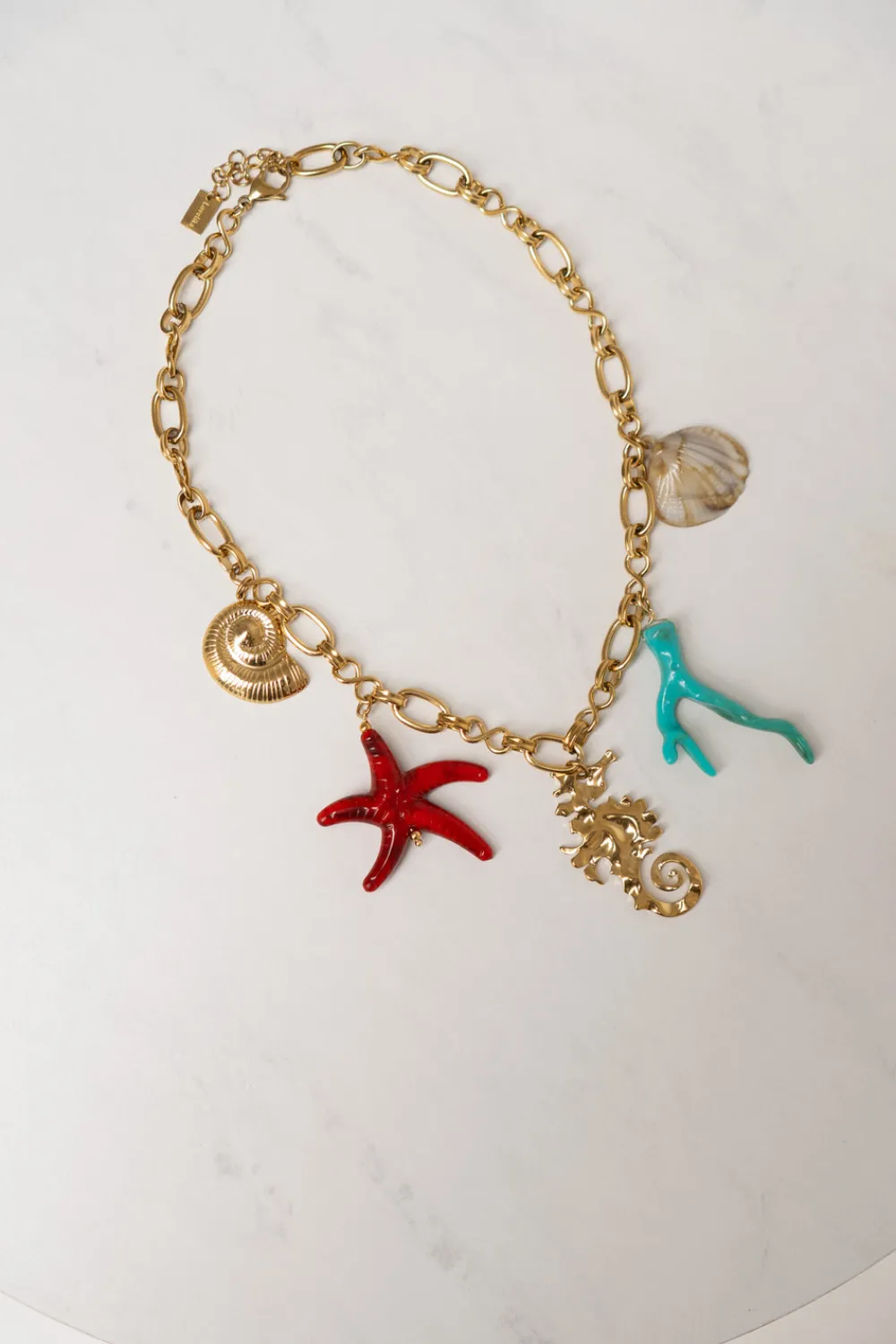 The Walk in Wardrobe Jewellery>Olive Sea Theme Charm Necklace In Multi