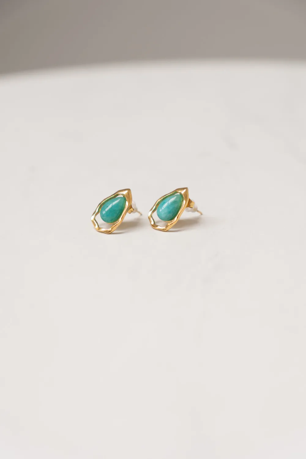 The Walk in Wardrobe Jewellery>Olive Turquoise Teardrop Earrings In Gold