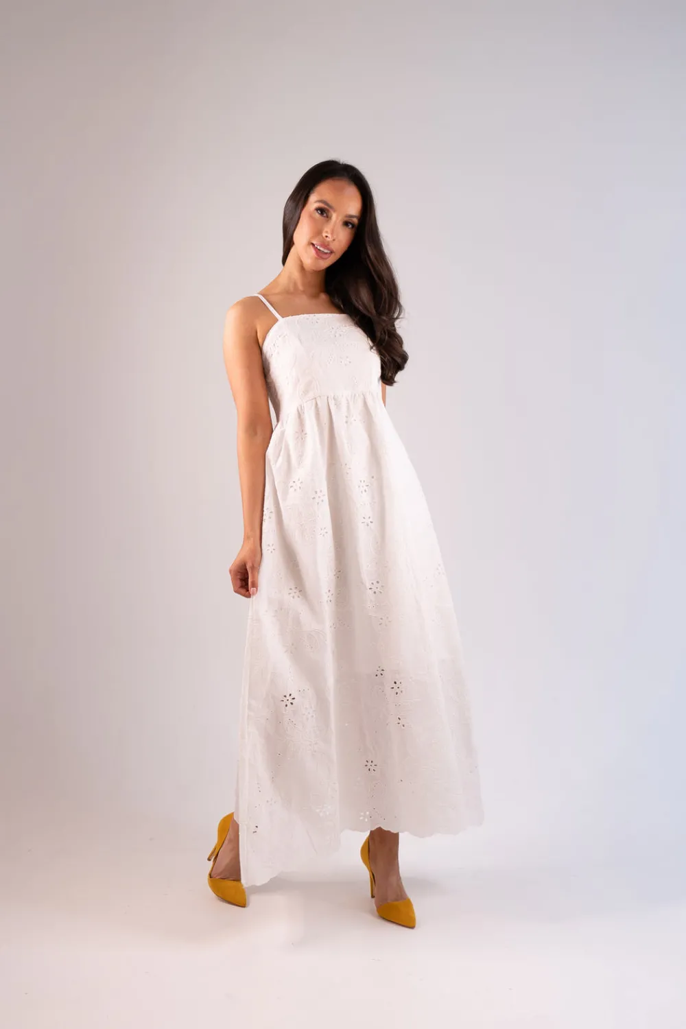The Walk in Wardrobe Maxi Dresses>Paige Embroidered Dress In White
