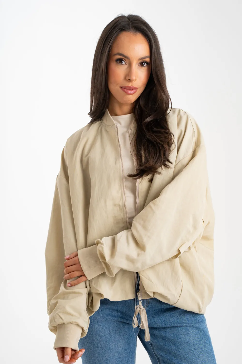 The Walk in Wardrobe Coats & Jackets>Paige Oversized Bomber Jacket In Neutral