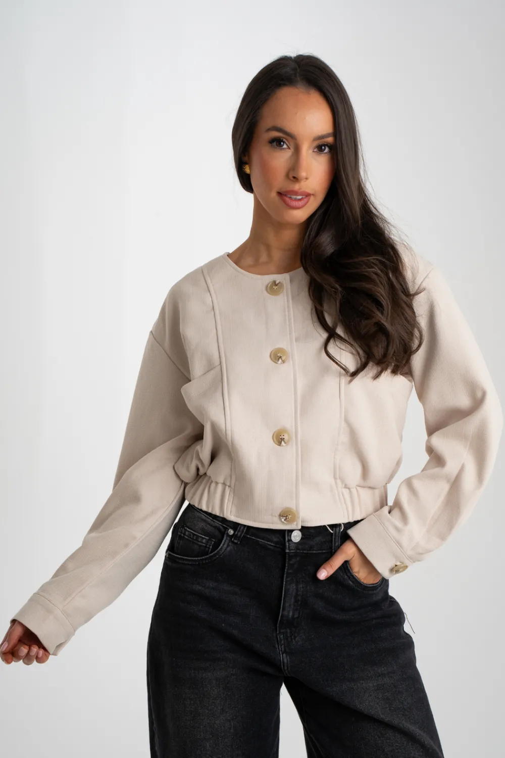 The Walk in Wardrobe Coats & Jackets>Paige Round Neck Jacket In Neutral