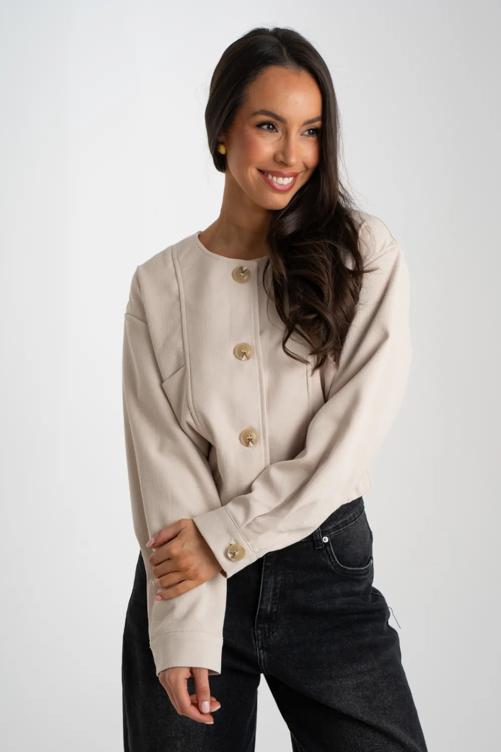 The Walk in Wardrobe Coats & Jackets>Paige Round Neck Jacket In Neutral