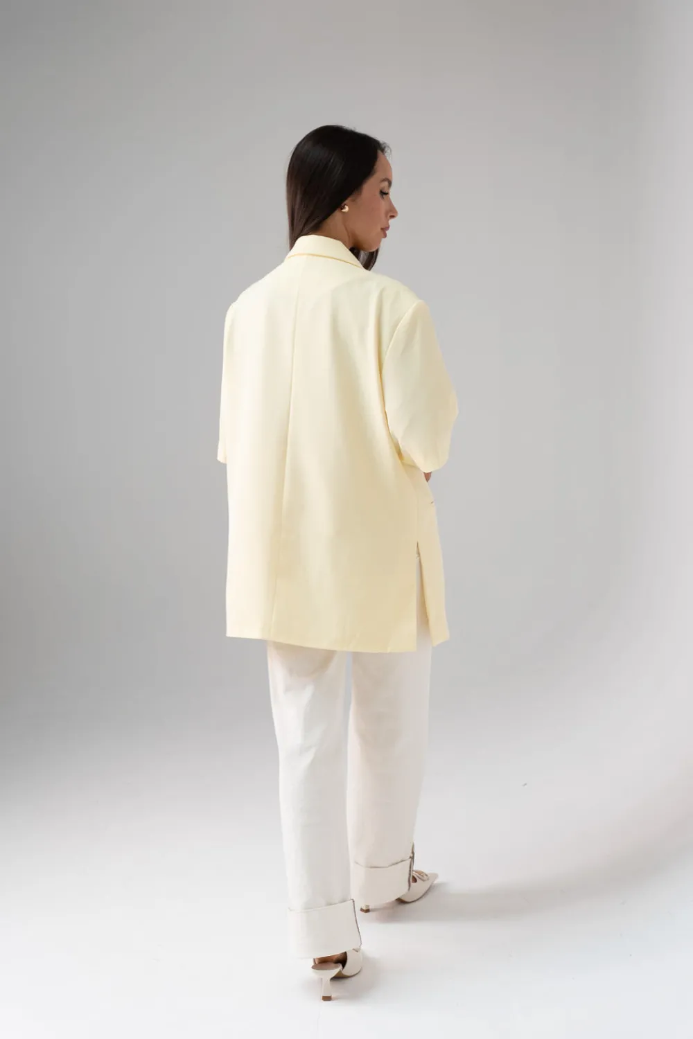 The Walk in Wardrobe Blazers>Paige Short Sleeve Blazer In Lemon