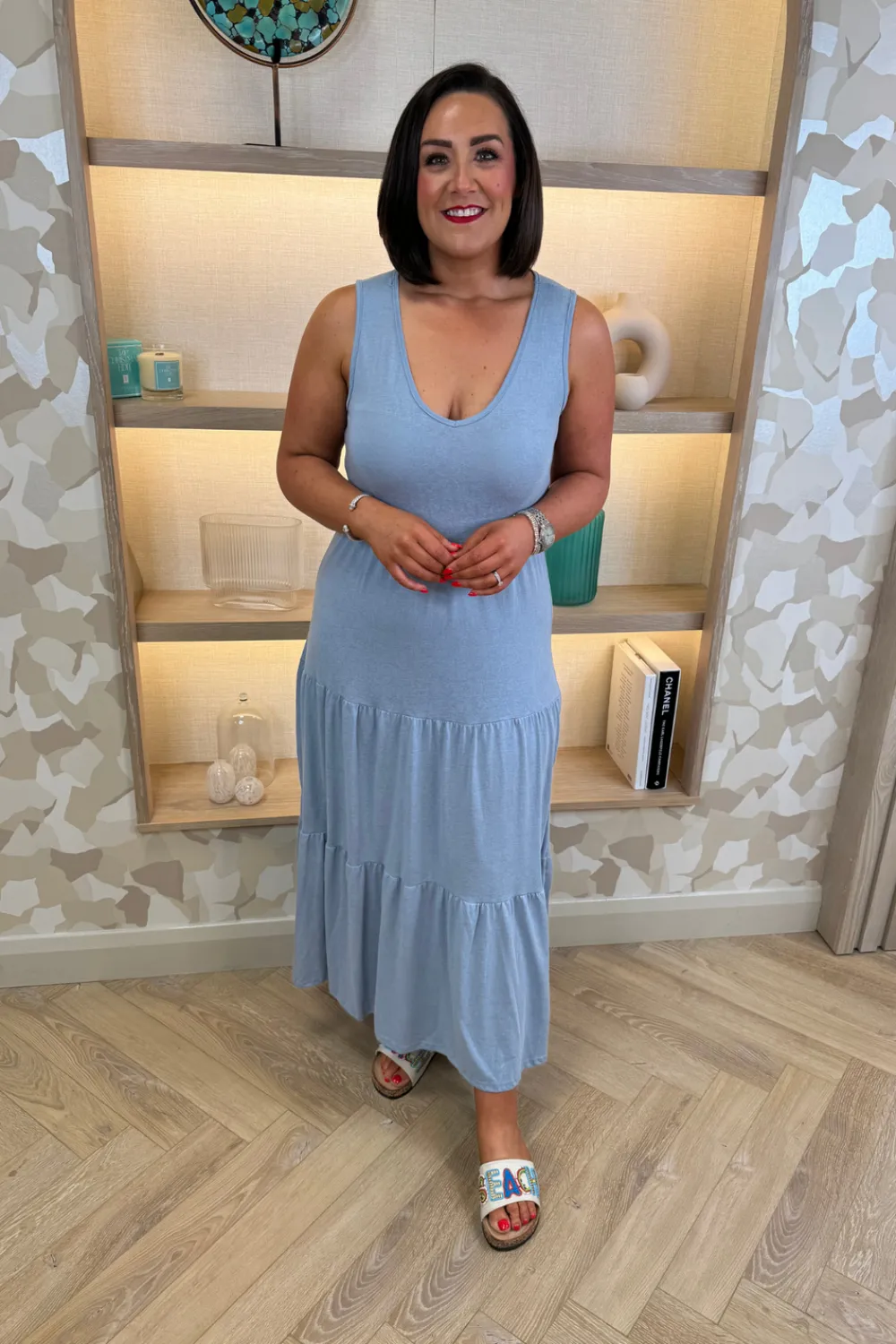 The Walk in Wardrobe Maxi Dresses|Midi Dresses>Roxy Sleeveless Tiered Dress In Blue