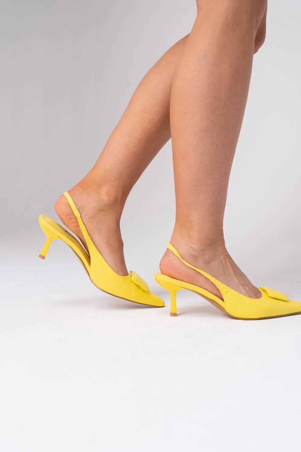 The Walk in Wardrobe Slingbacks>Sadie Faux Croc Slingback In White