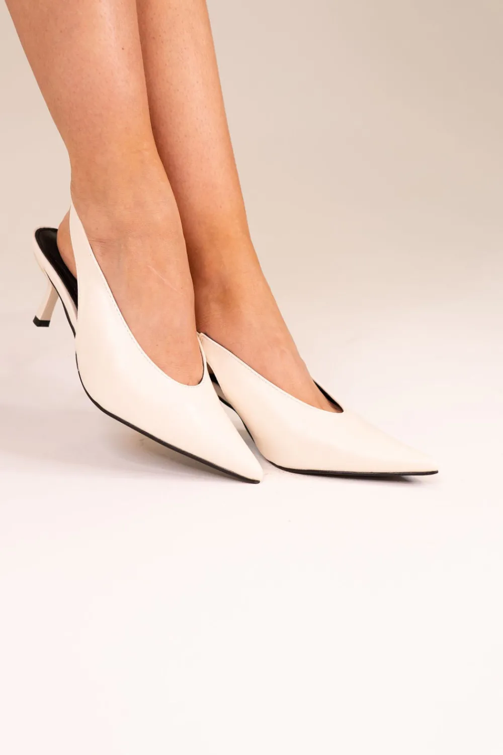 The Walk in Wardrobe Slingbacks|Heels>Sadie Faux Leather Slingback In Cream