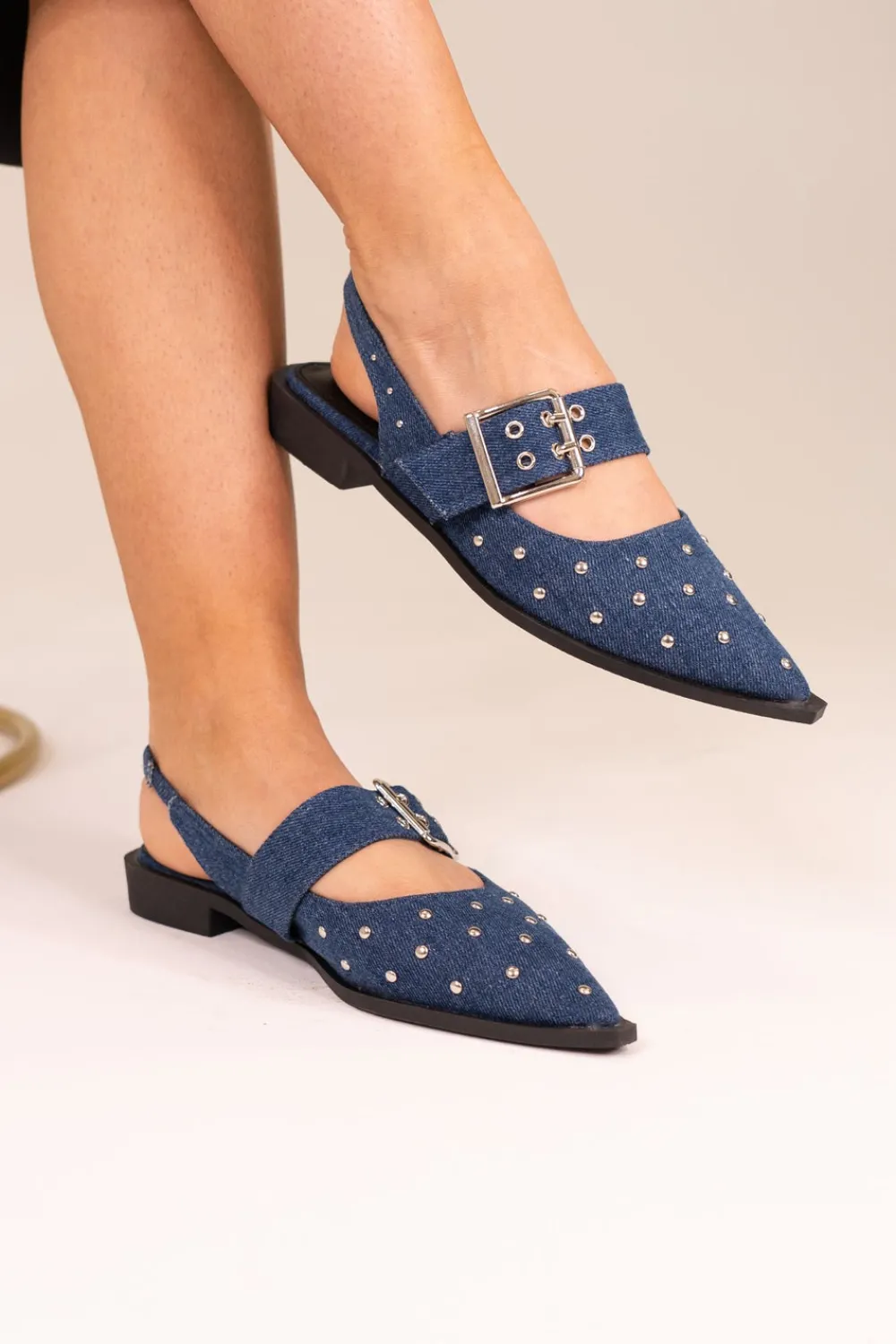 The Walk in Wardrobe Flats|Slingbacks>Sadie Pointed Toe Studded Flats In Red