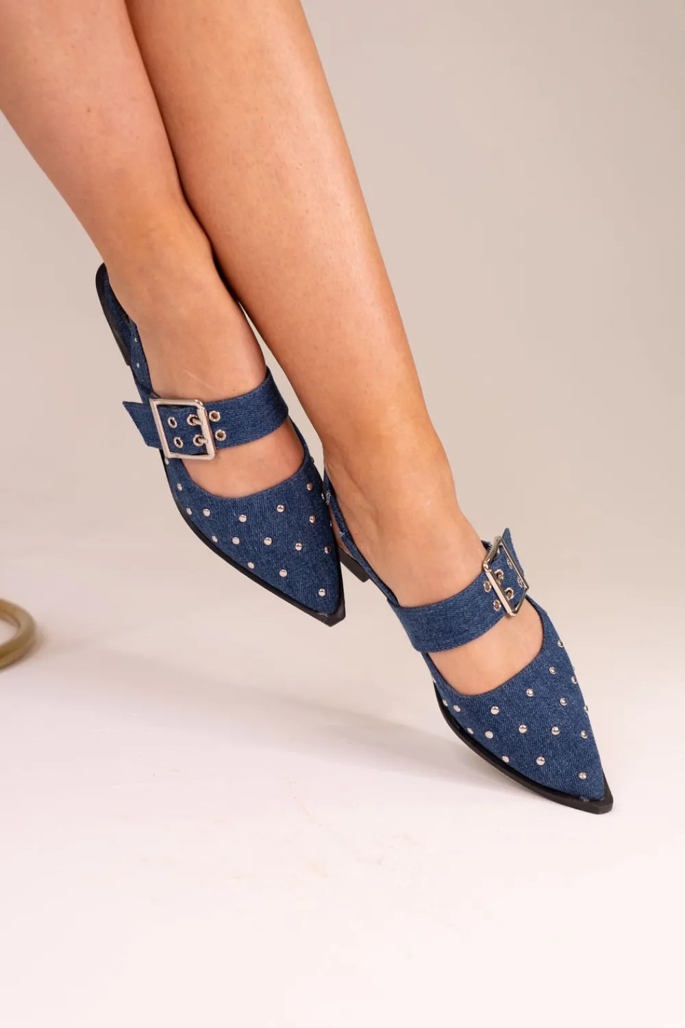 The Walk in Wardrobe Flats|Slingbacks>Sadie Pointed Toe Studded Flats In Red