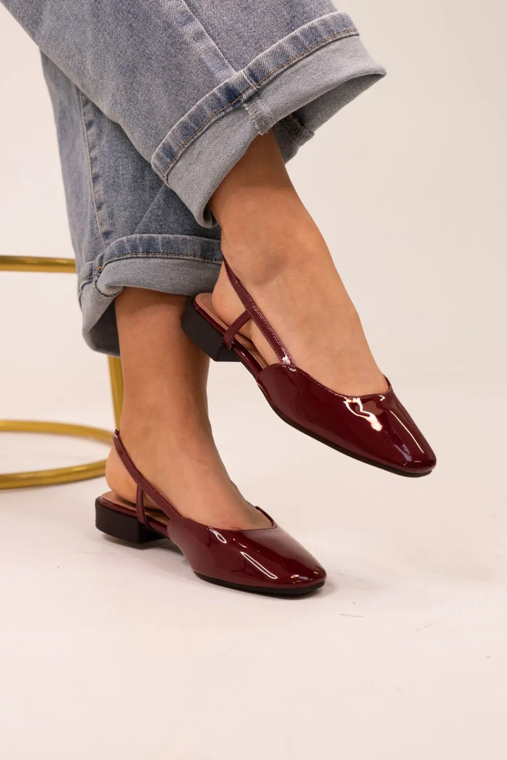 The Walk in Wardrobe Slingbacks>Sadie Square Toe Slingbacks In Wine