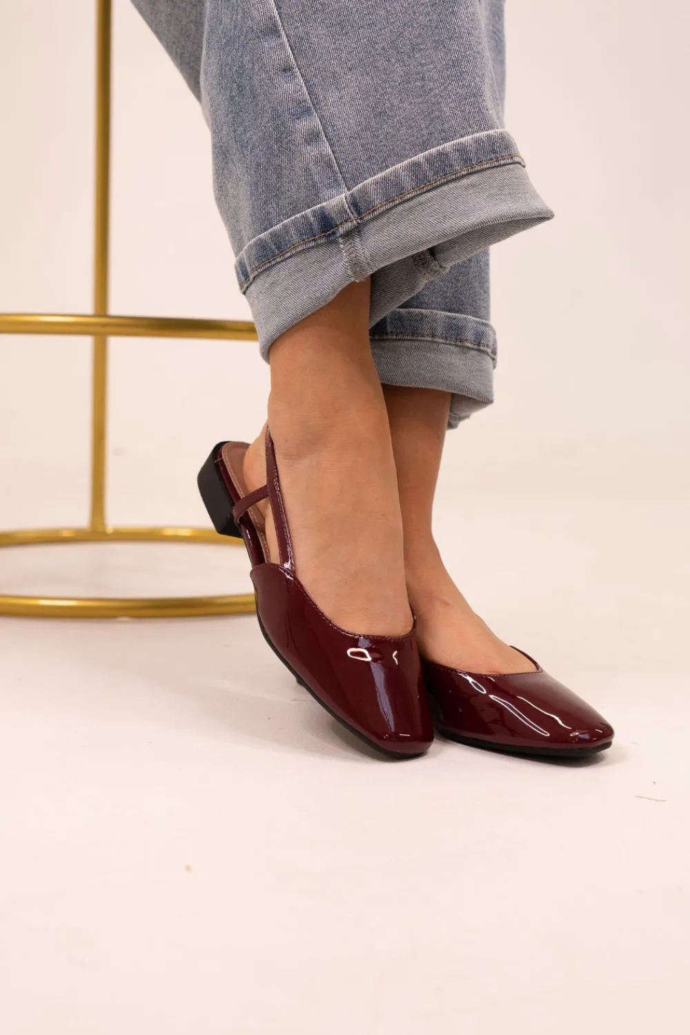 The Walk in Wardrobe Slingbacks>Sadie Square Toe Slingbacks In Wine