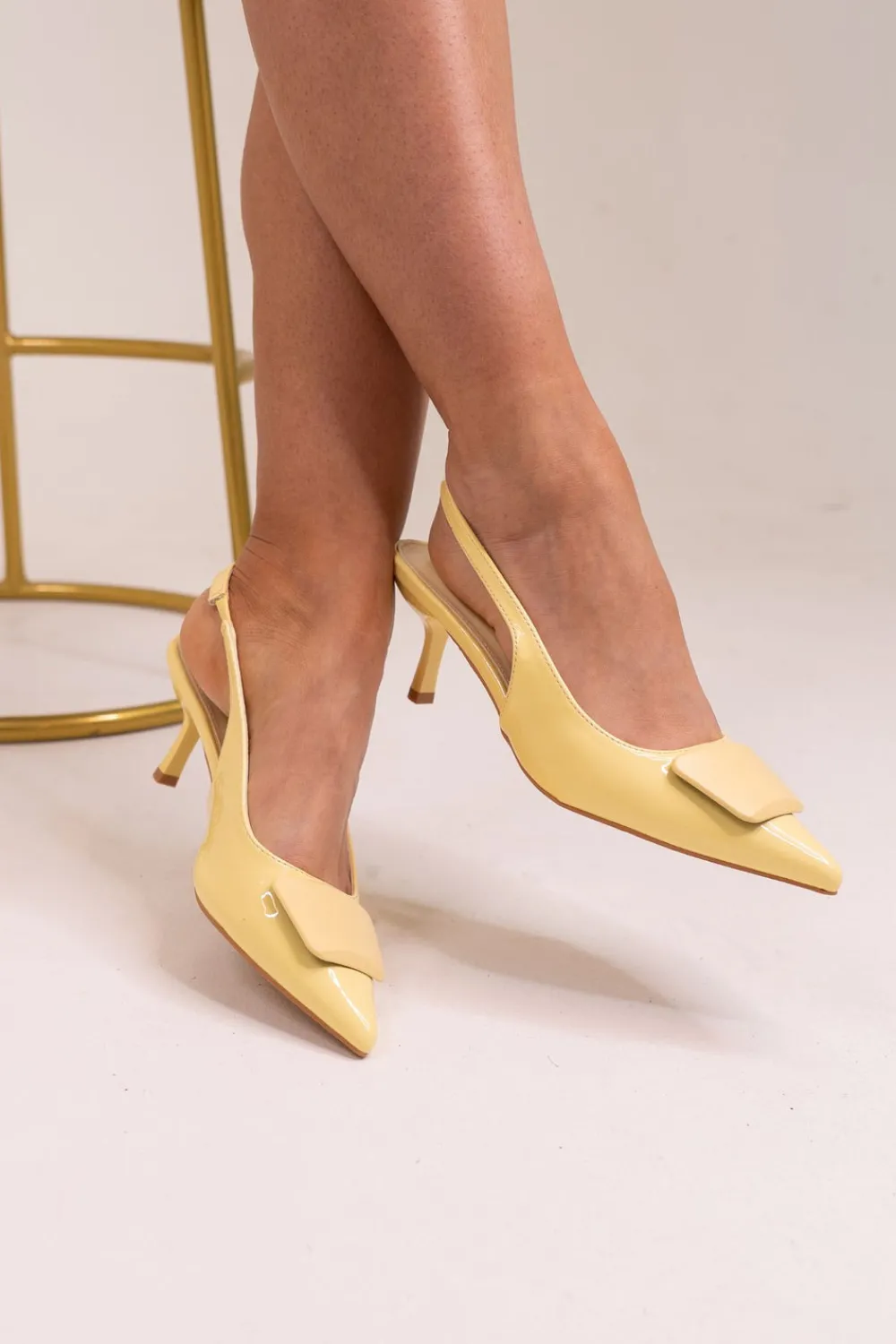 The Walk in Wardrobe Slingbacks>Sadie Toe Detail Slingbacks In Lemon