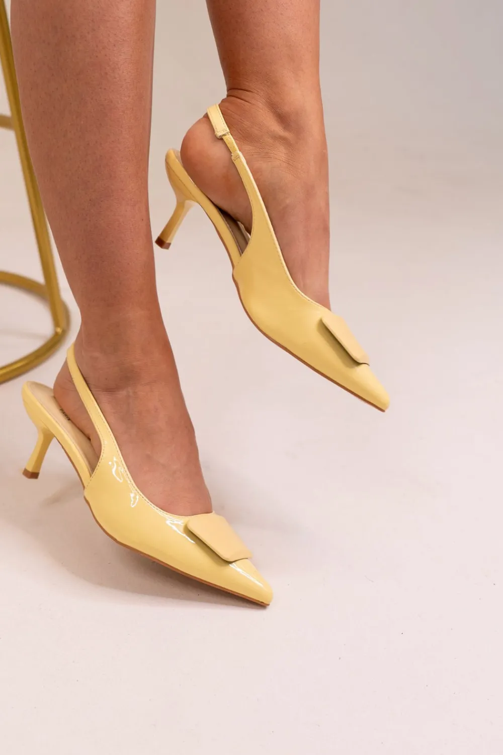 The Walk in Wardrobe Slingbacks>Sadie Toe Detail Slingbacks In Lemon
