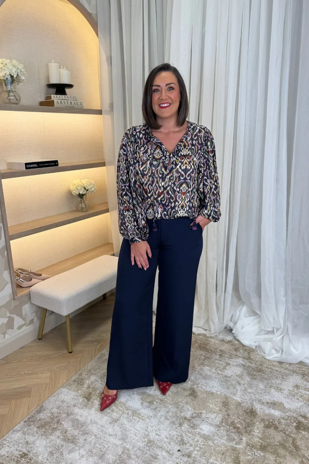 The Walk in Wardrobe Trousers>Sophia Wide Leg Trousers In Navy